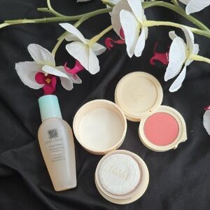 Estee Lauder Purifying Toner,  Pink Blush, and Loose Powder for a Natural Finish
